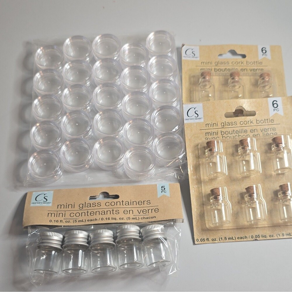 B6 Crafter's Square Mini Glass Containers 5 pc 0.16 fl oz (5 mL) Screw-Top Lids